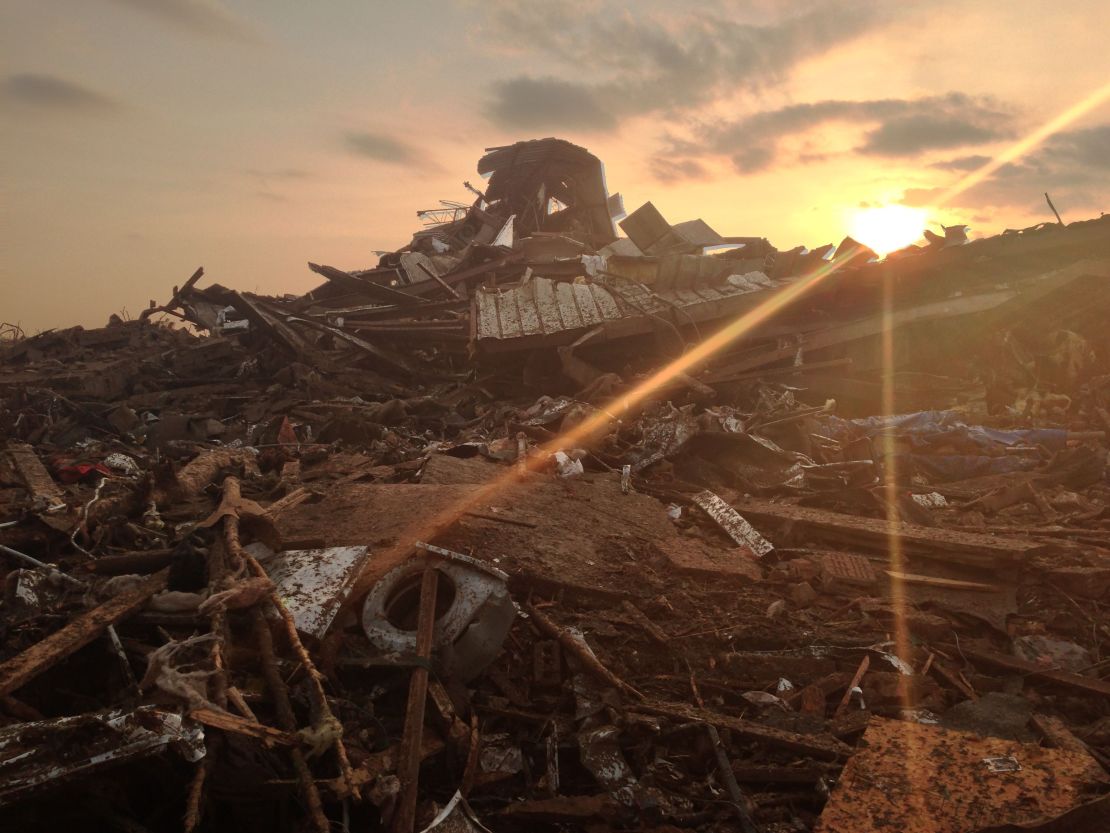 A first responder captured this photo at the scene of the devastated Plaza Elementary School in Moore, Oklahoma.