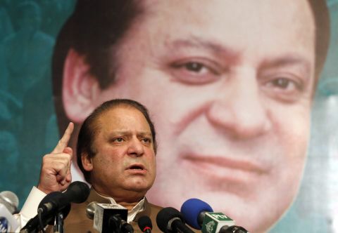 Pakistan's incoming prime minister, Nawaz Sharif, speaks in Lahore on May 20. 