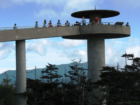 For a spectacular view, walk up to the observation tower at <a href="index.php?page=&url=http%3A%2F%2Fwww.nps.gov%2Fgrsm%2Fplanyourvisit%2Fclingmansdome.htm" target="_blank" target="_blank">Clingmans Dome</a>. Once you've visited the tower, you can even walk a little bit of the Appalachian Trail. 