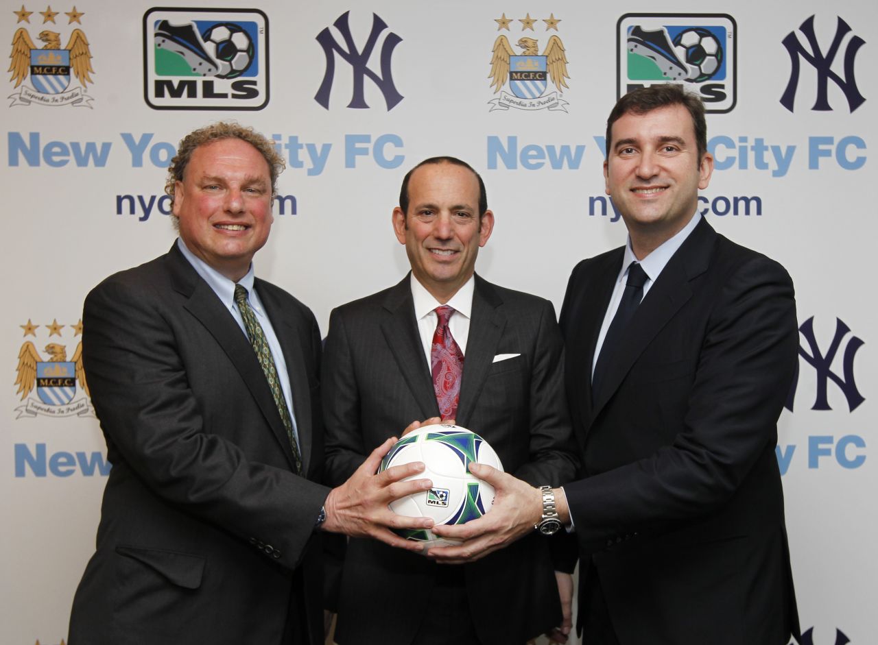 New York Yankees president Randy Levine, MLS chief Don Garber and Manchester City CEO Ferran Soriano revealed the new franchise plans. 