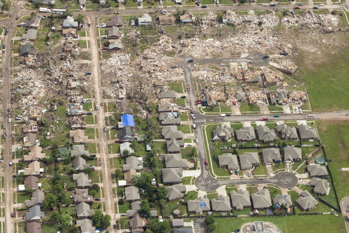 An aerial view of the destruction caused by the massive tornado that struck areas south of Oklahoma City on Monday, May 20, shows the magnitude of damage left in its path. The storm's winds topped 200 mph as it <a href="http://www.cnn.com/2013/05/21/us/severe-weather/index.html?hpt=hp_t2">carved a 17-mile path of destruction</a> through Oklahoma City suburbs. On Tuesday, May 21, CNN sent photographer David McNeese to capture the story from above: