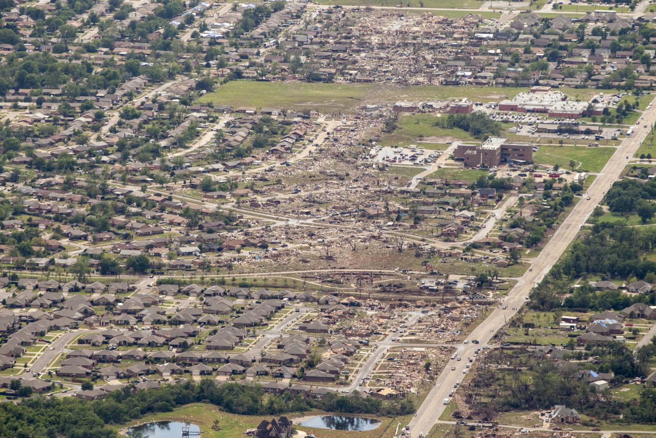 An aerial view of the destruction on May 21.