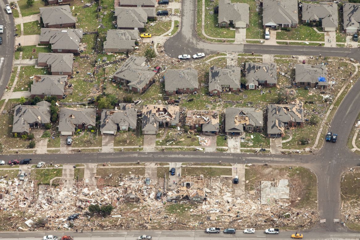 In some areas, the homes of an entire street were destroyed.