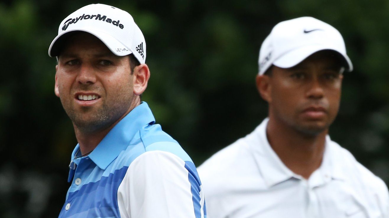 Sergio Garcia (L) and the world No. 1 Tiger Woods have become embroiled in a very public spat