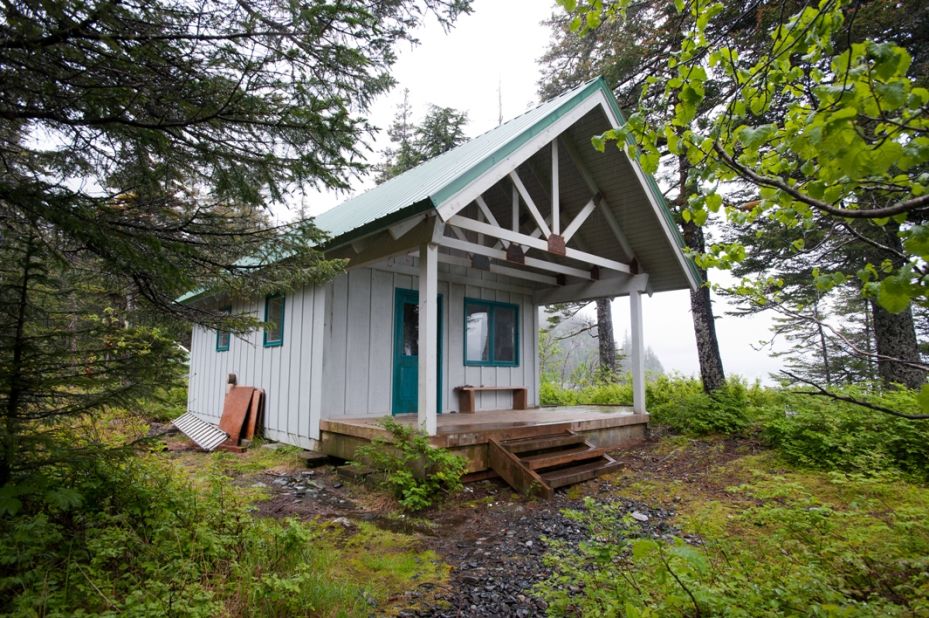 Holgate Public Use Cabin at Kenai Fjords National Park in Alaska has a roof and four walls but no water or electricity. Located a 2-4 hour boat trip or 35-minute flight from Seward, it's only open during the summer months. 