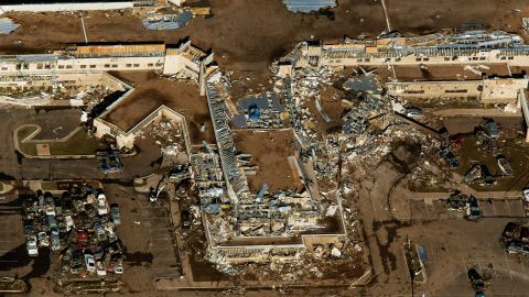 An aerial view shows Moore Medical Center on May 21, the day after the tornado.