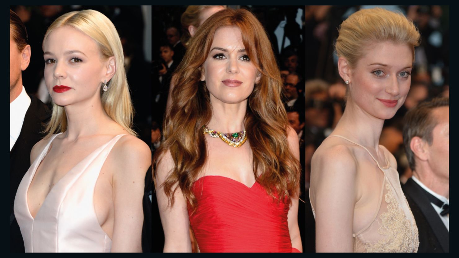 Actresses (L-R) Carey Mulligan, Isla Fisher and Elizabeth Debicki as they arrive for the screening of "The Great Gatsby" at the 2013 Cannes Film Festival. 