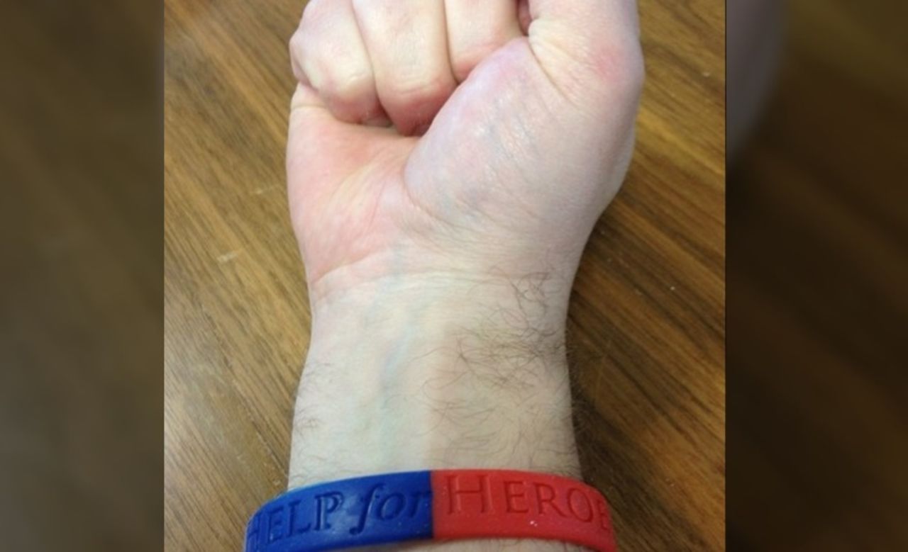 Brother to a serving soldier, Matt R. Francis displayed his armband in honor of the Help for Heroes charity.
