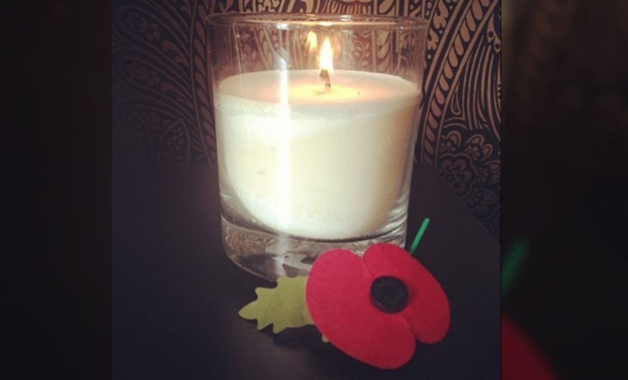 Ali Martin composed an impromptu tribute to a soldier killed in a vicious attack Wednesday in the Woolwich district of London. It features a remembrance poppy, a symbol used particularly in the UK in the lead-up to Remembrance Sunday, which commemorates those killed in war.