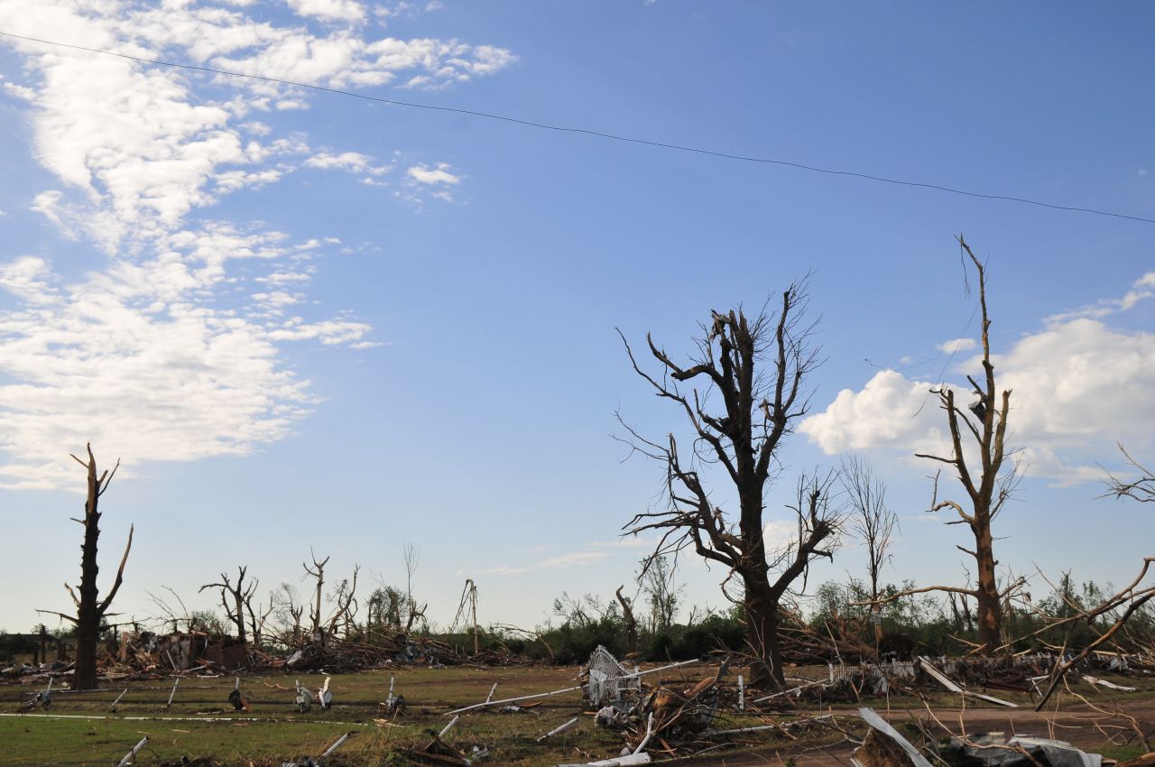 The nameless neighborhood, near SW 149 and May Avenue in Oklahoma City, sits on the spot where the 1999 and 2013 tornado paths intersect.