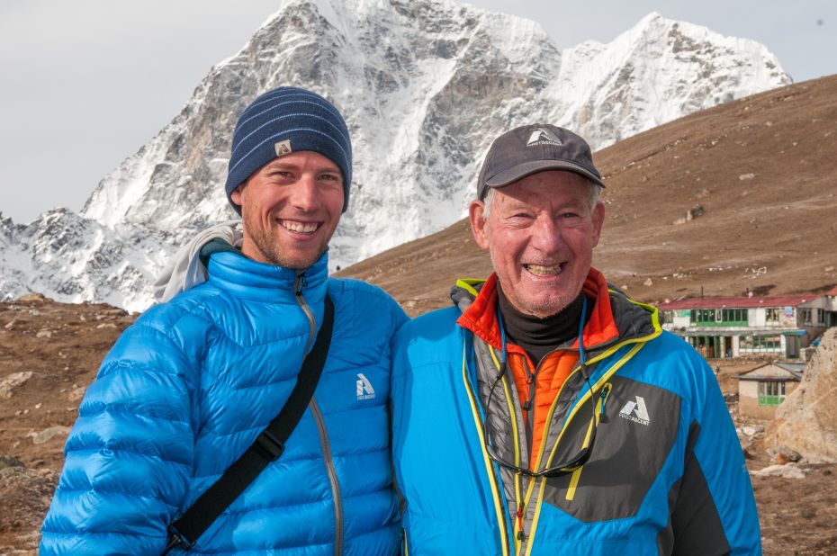 Whittaker, right, and his son, Leif, near Everest base camp in 2012.
