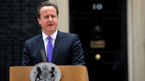 Britian's prime Minister David Cameron addresses media representatives at 10 Downing Street in London on May 23, 2013, a day after a soldier who was hacked to death in a London street by two suspected Islamist extremists. 