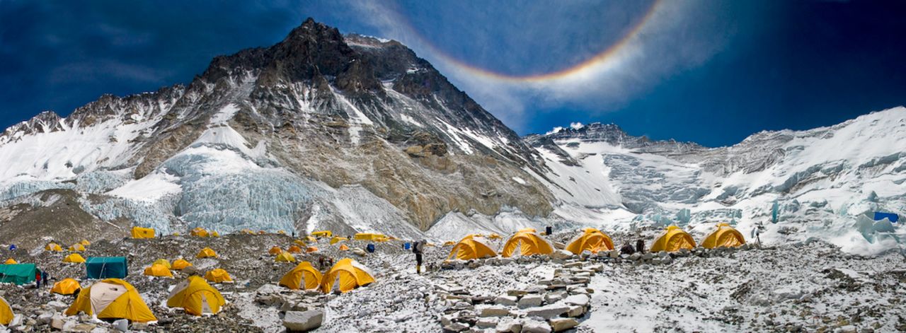 Camp 2, at 21,300 feet, in an Everest featured named the Western Cwm, in 2010.