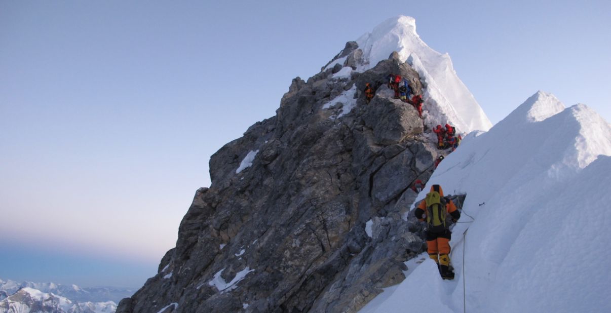 Mount Everest is a journey that challenges human nature on every level. Sandra LeDuc captured this photo as climbers approached the Hillary Step, before the Everest summit. Click through our gallery to see more photos from climbers taken on Everest during 2012.