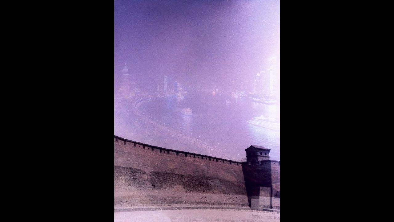 Katchadourian uses bright sunlight to meld images from both sides of a magazine page. "Now I've started reading magazines in this strange position every time I have a window seat."