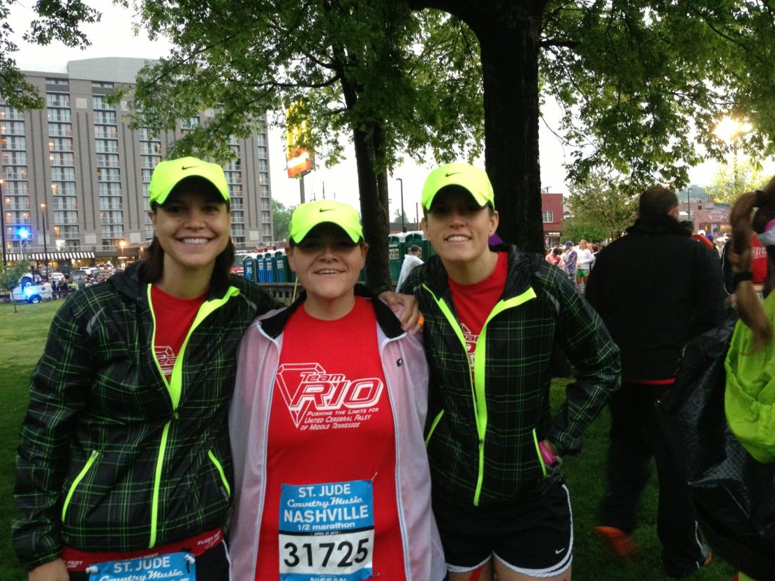 Anje, from left, Annette and Darbi pose for a photo before the half marathon. 