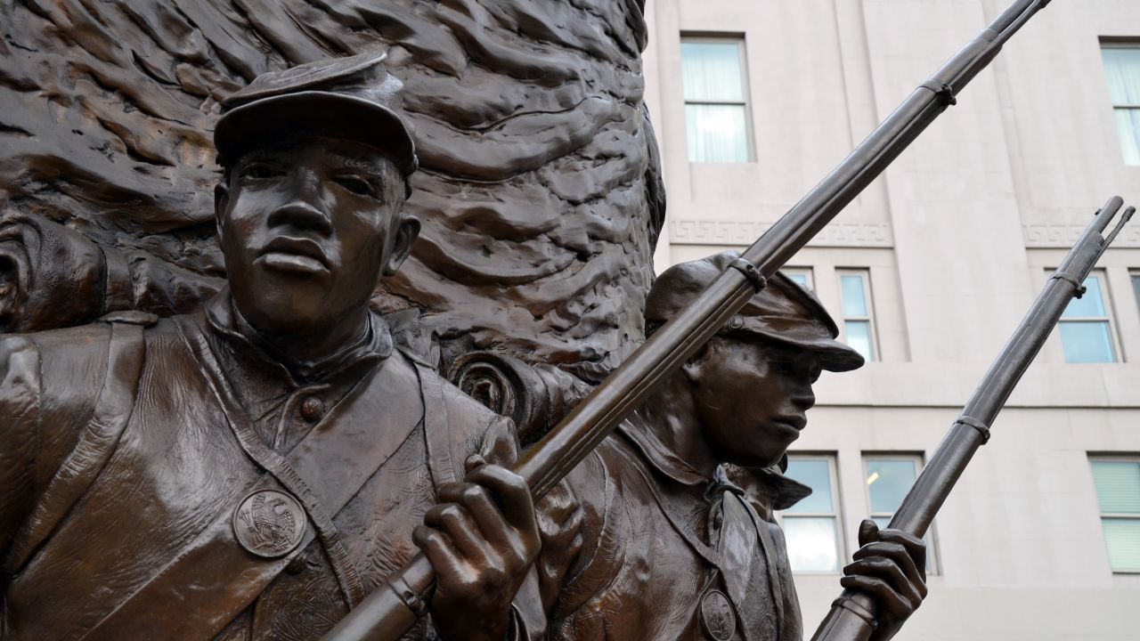 The city's war memorials include one for the Civil War and the Africans American soldiers who fought in it. 