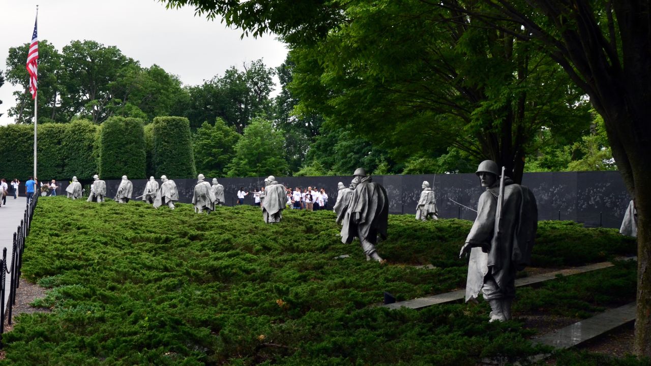 The statues at the Korean War Veterans Memorial represent a squad on patrol.