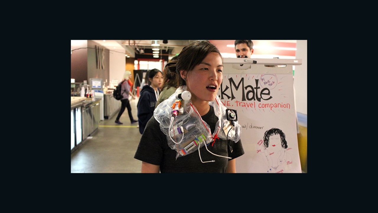 At the Women Techmakers Social, one team created the ultimate travel pillow that included a fan and reading lights.