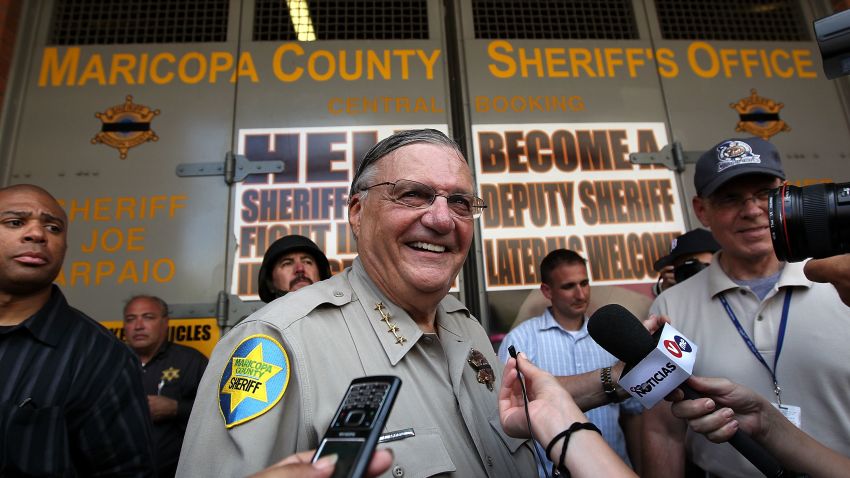 Maricopa County Sheriff Joe Arpaio stands in front of his county jail the day Arizona's immigration enforcement law SB 1070 went into effect on July 29, 2010 in Phoenix, Arizona.