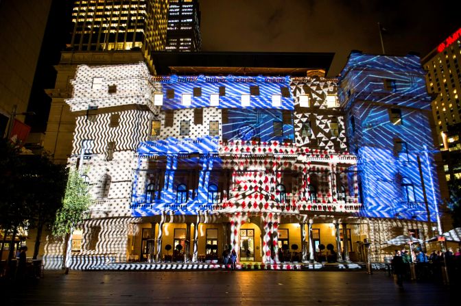 Images are projected onto Customs House as part of Vivid Sydney, an annual outdoor light festival.