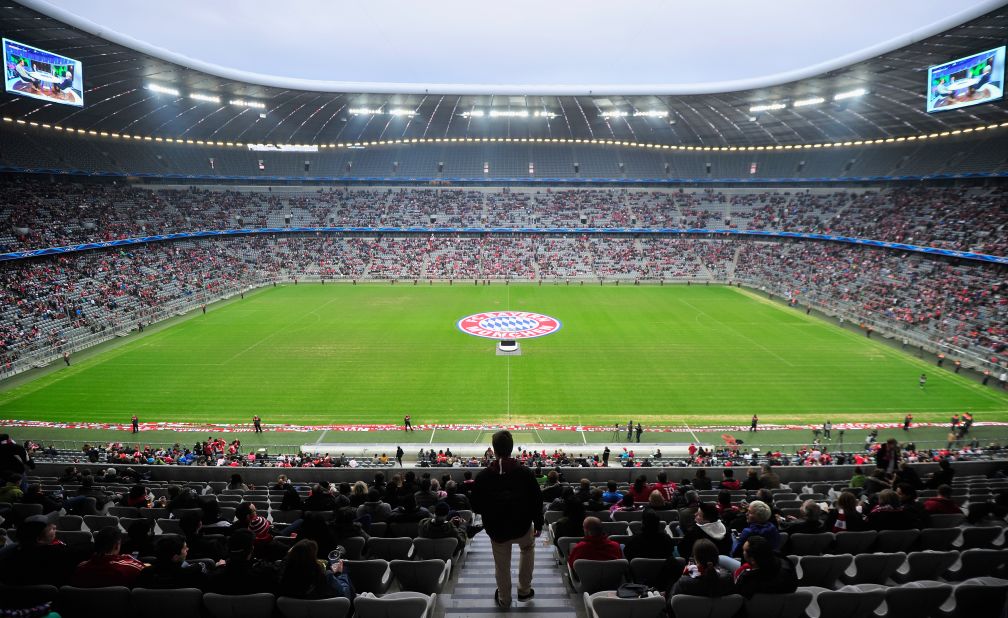 Fans fill Wembley Stadium during the Champions League final match between Borussia Dortmund and Bayern Munich.
