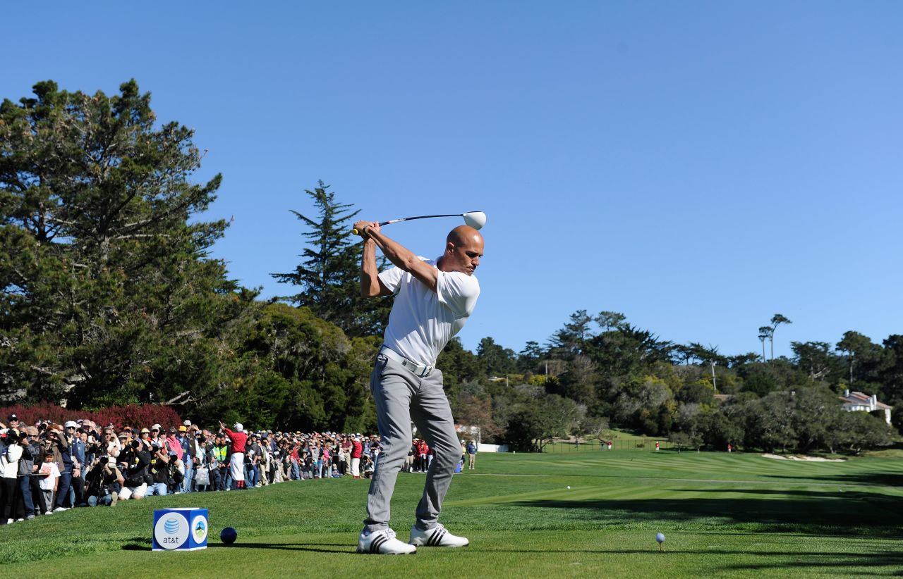 Slater is also a golf enthusiast. He is pictured at the 3M Celebrity Challenge in Pebble Beach, California, in February 2011.