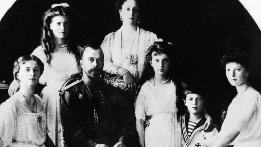 Picture taken in 1917 shows Nicholas II, Czar of Russia, and his family, in one of the latest pictures taken before the Revolution. From Left: Princesses Olga and Maria, Nicholas II Czarine Alexandra, Princess Anatasia, Czarevitch Alexei en Princess Tatiana. Forensic testing of bone fragments found in Russia's Ural Mountains region has confirmed they belonged to the last tsar's murdered children Alexei and Maria, Russian news agencies reported on April 30, 2008. AFP PHOTO (Photo credit should read AFP/AFP/Getty Images) 