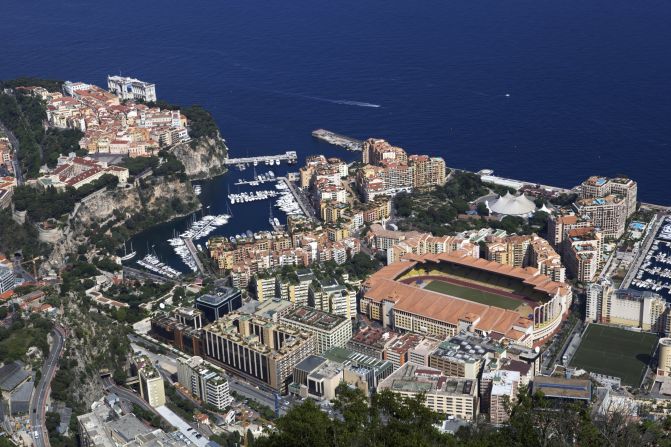 Monaco's Stade Louis II is located in the idyllic French Riviera on the Mediterranean coast. As a commercial center, the city-state has come to attract the rich and wealthy. 
