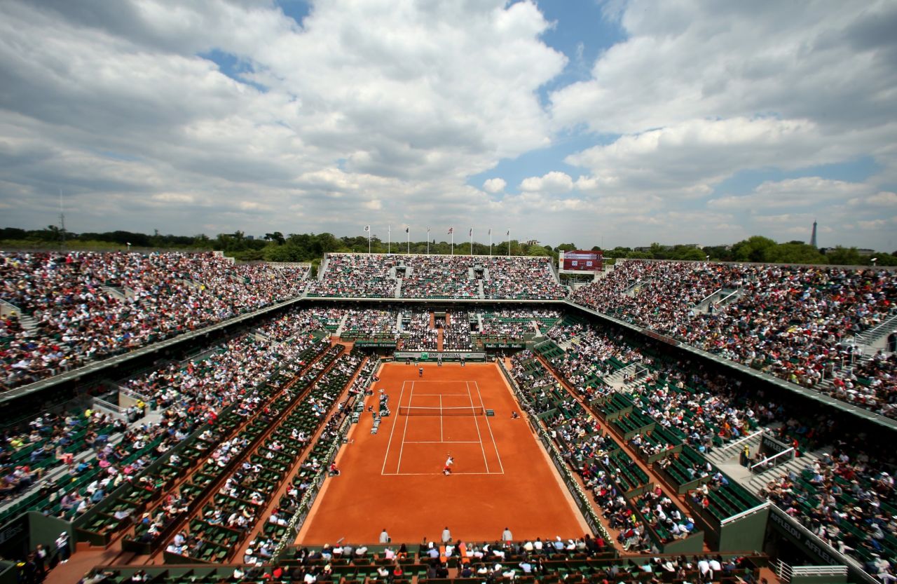Rafael Nadal of Spain and Daniel Brands of Germany face off in the first round singles match on May 27. Nadal defeated Brands 4-6, 7-6(4), 6-4, 6-3.