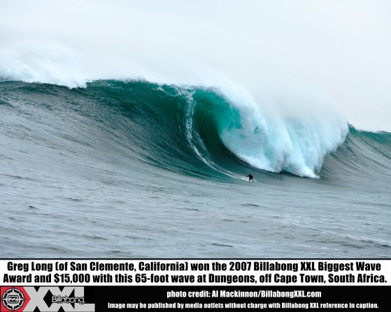 Gran ola: 19,8 metros, alcanzada por Greg Long en julio de 2006.