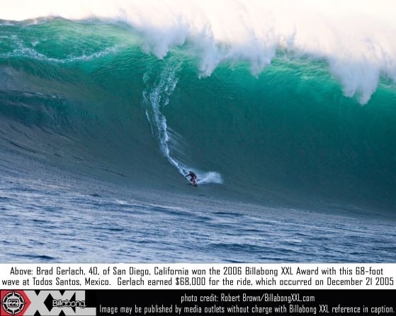 Gran ola: 20,7 metros, alcanzada por Brad Gerlach en diciembre de 2005.