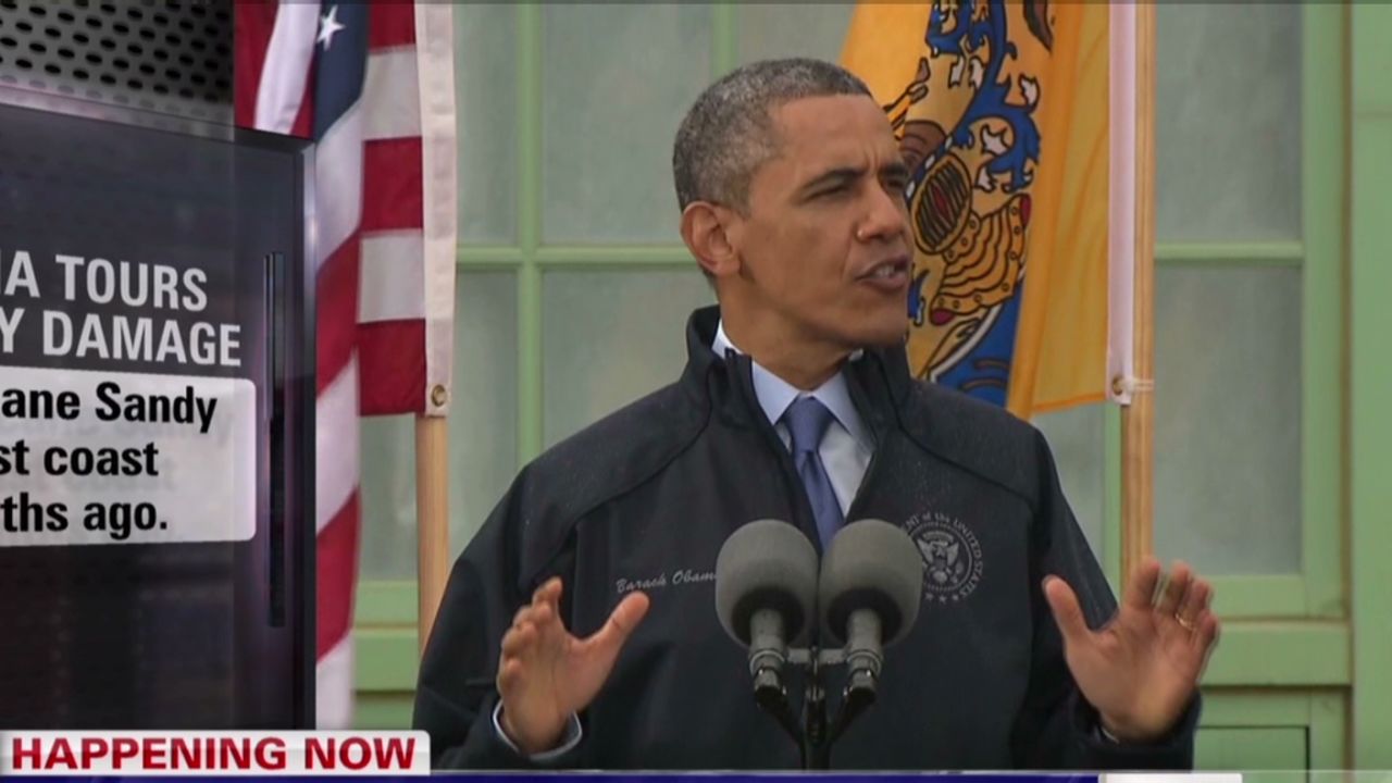 President Barack Obama touts New Jersey's recovery from Superstorm Sandy.