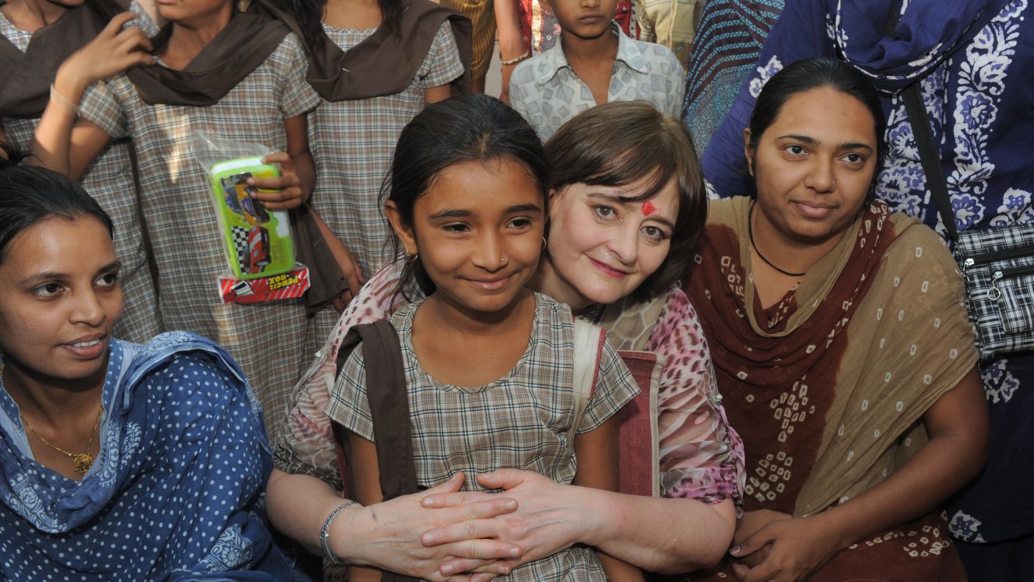 Cherie Blair during her visit to the Rural Distribution Network India (RUDI) agricultural processing centre at Dhragandhra town, some 120 kms from Ahmedabad in India, on March 19, 2013. 