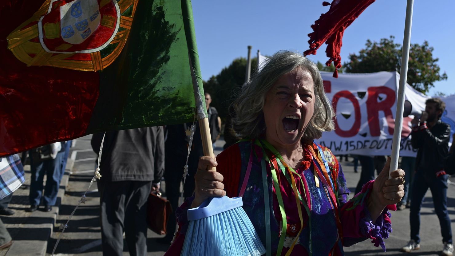 Protests against government policies in front of Belem presidential palace in Lisbon on May 20, 2013.