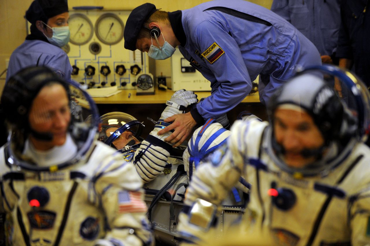 The crew have their space suits tested on May 28.