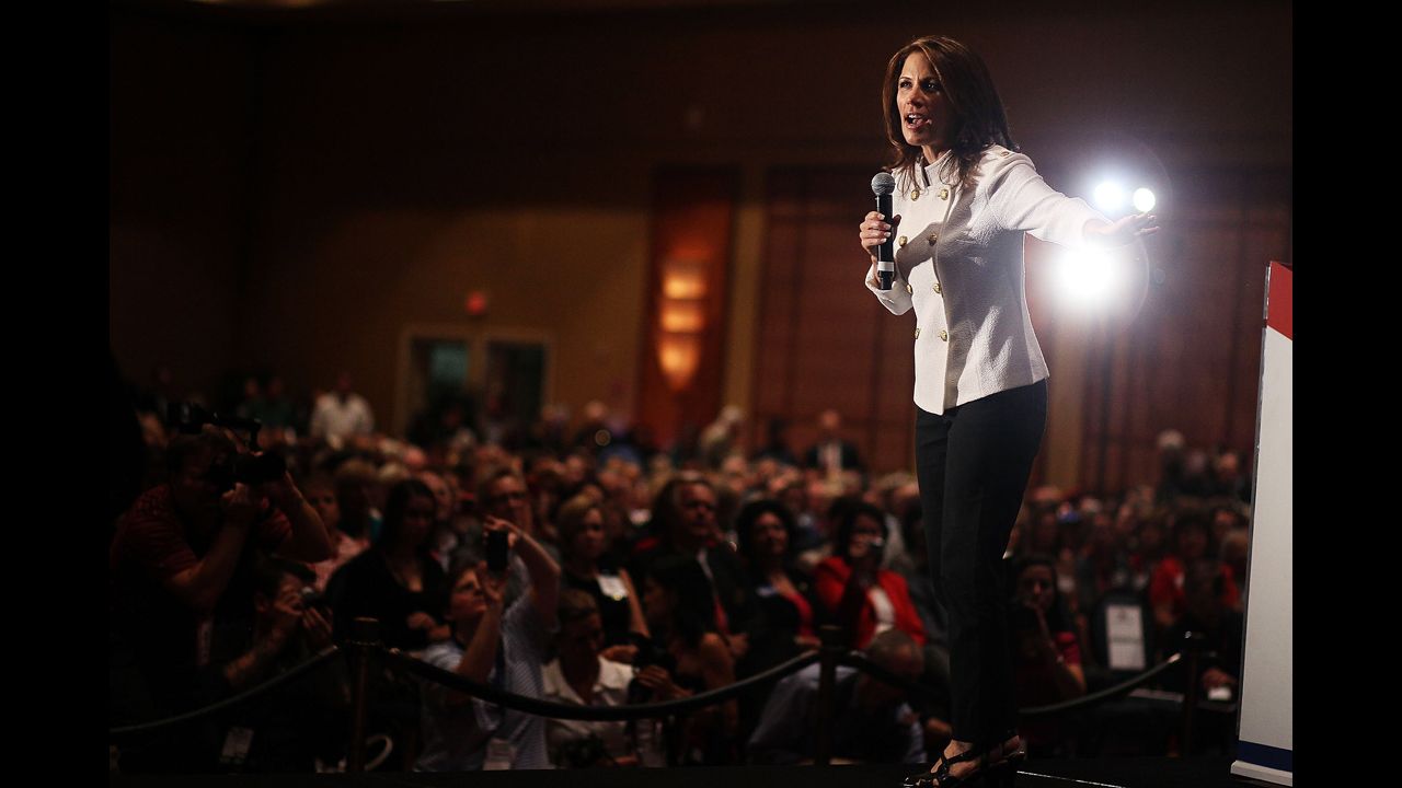 Bachmann speaks at a September 2011 rally in Orlando sponsored by the Faith and Freedom Coalition before a GOP presidential debate. 