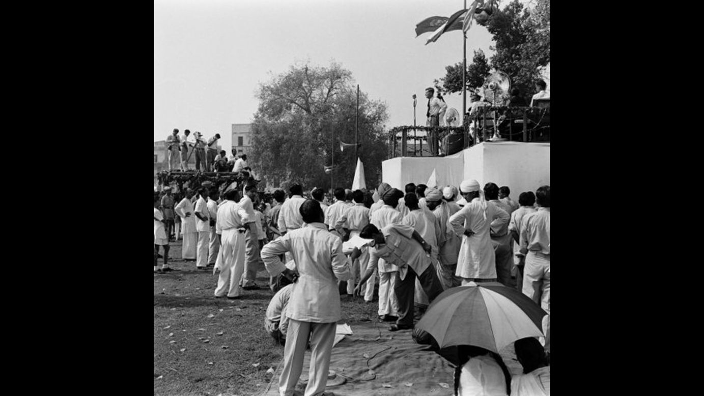 Locals celebrate Hillary and Tenzing in Nepal in 1953.
