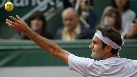Switzerland's Roger Federer serves to India's Somdev Devvarman on May 29. Federer defeated Devvarman 6-2, 6-1, 6-1.