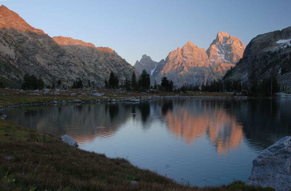 Bergsma loves to watch the sunset at Cascade Canyon, shown here at Lake Solitude in the North Fork of the canyon. 