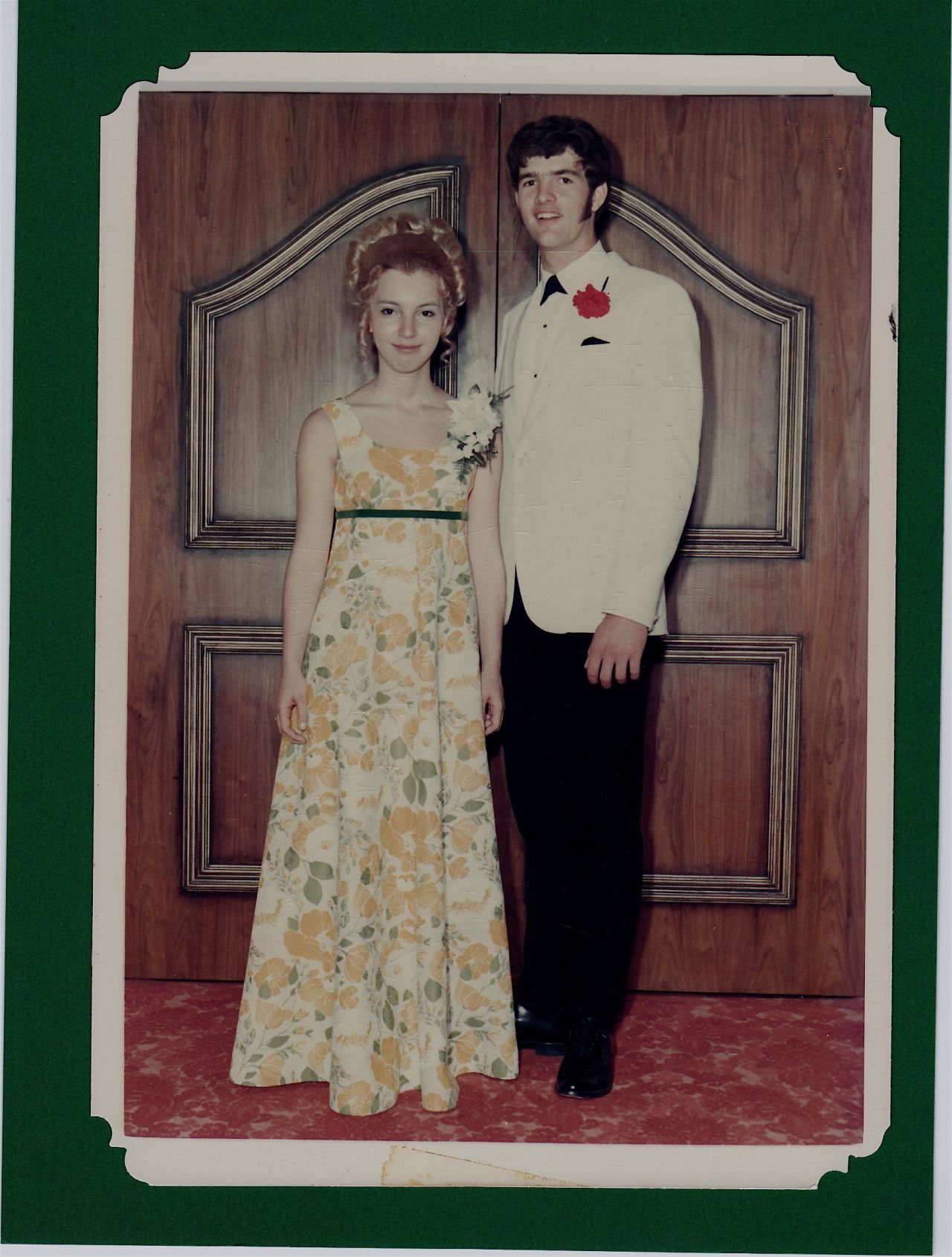 1968: <a href="http://ireport.cnn.com/people/pathill3">Patricia Helen Hill</a> and her future husband, Bob, went to the Westwood High School prom in Winnipeg, Manitoba. "My mother actually made the dress and it was very heavy," she said, "more like drapery material." She changed out of the dress after the dance and went on a riverboat cruise. "Everyone at the prom was invited!" she said.
