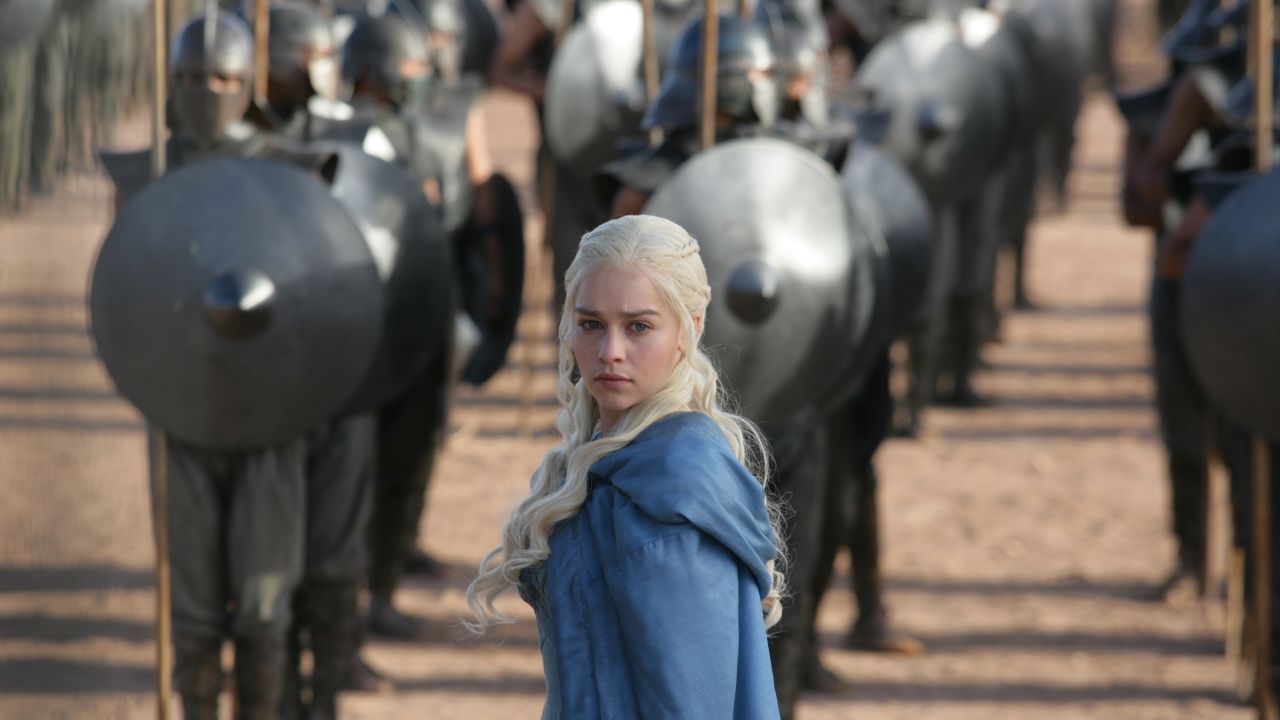Daenerys Targaryen (Emilia Clarke) in Astapor, filmed in Essaouira's fort.