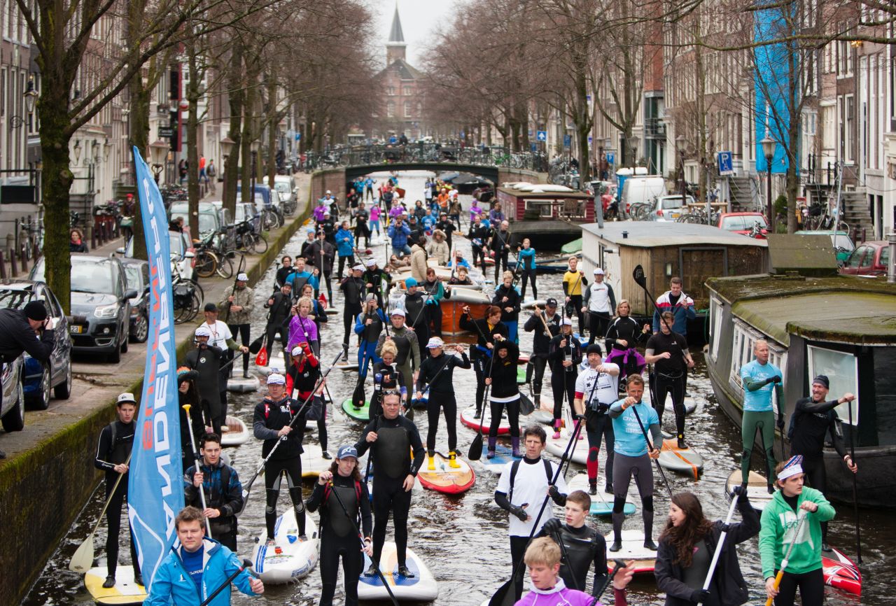 Canal surfing, Dutch style.