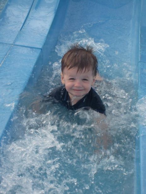 Tripp plays in the water park on the cruise in September. "There was a little slide that he could do by himself, and he would go up and down it a thousand times," Stacey Halstead remembered. "He is such a daredevil."