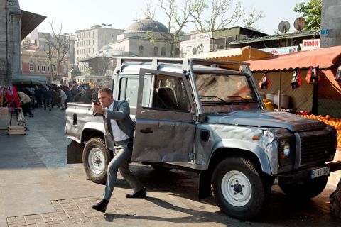 The car that star is in can be battered, shot at, smashed into and even rammed. But it will never stall or stop running during the high-speed action. Note the damage to the vehicle Daniel Craig (as James Bond) hops out of in "Skyfall."