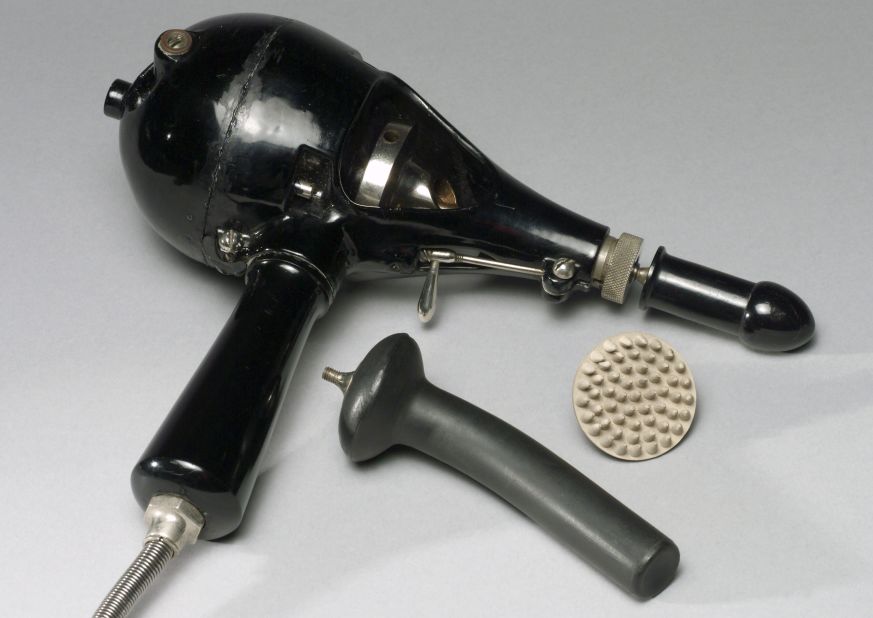 A Shelton vibrator, dating to the 1910s, and some of its attachments.