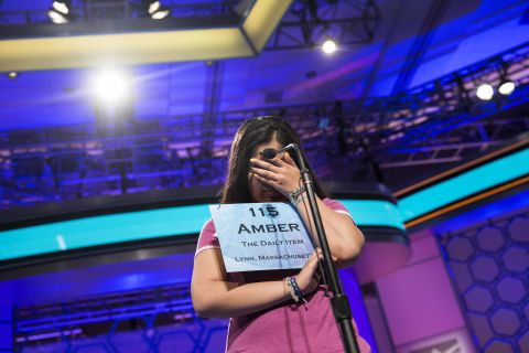 Amber Born, representing Massachusetts, misspelled "hallali," a huntsman's bugle call, during the championship round on May 30.