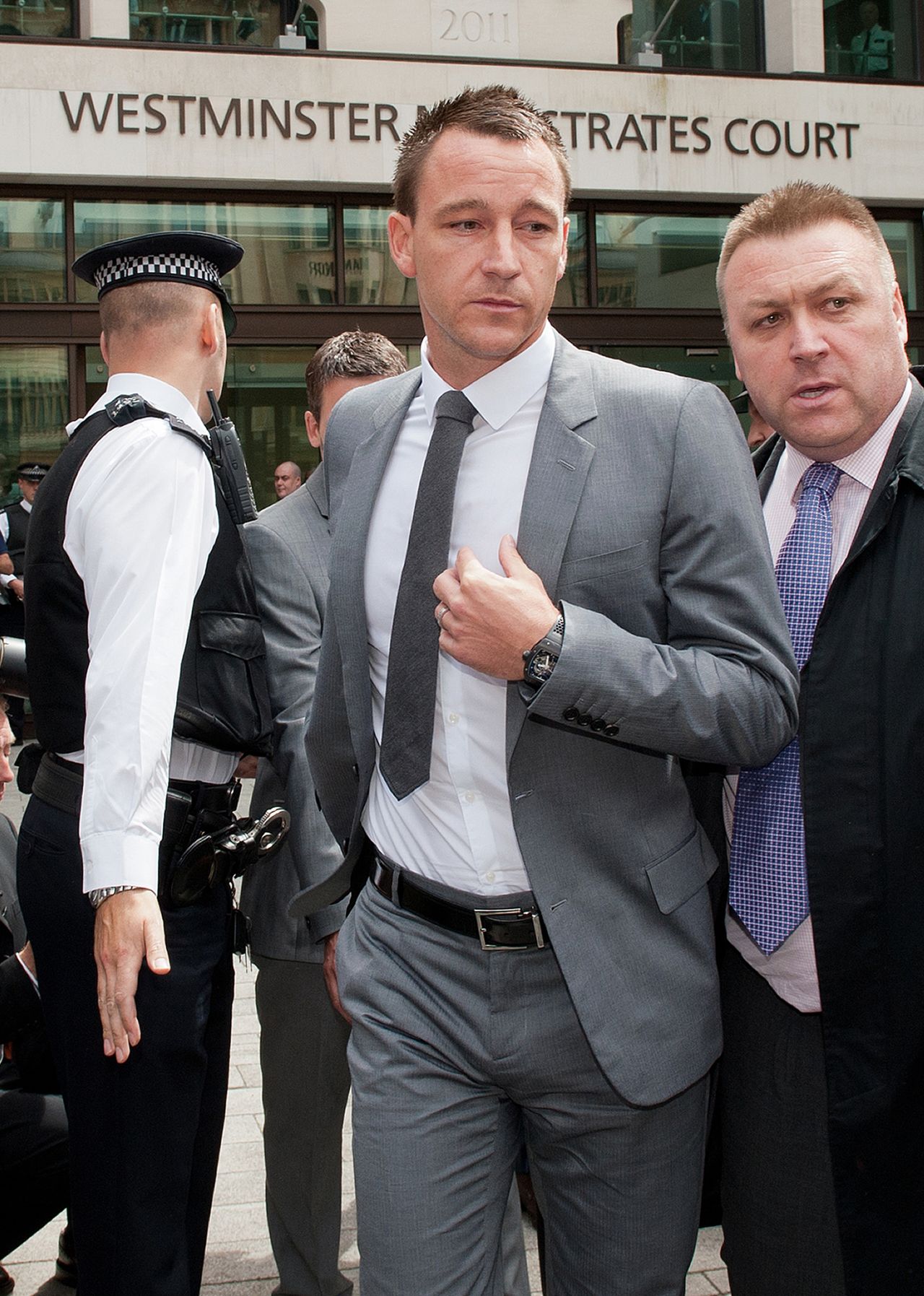 Former England captain John Terry was found not guilty in a criminal court of racially abusing rival footballer Anton Ferdinand but was banned for four-matches by the Football Association. He accepted the charge, a £220,000 fine and apologized, saying: "I accept that the language I used, regardless of the context, is not acceptable on the football field or indeed in any walk of life."