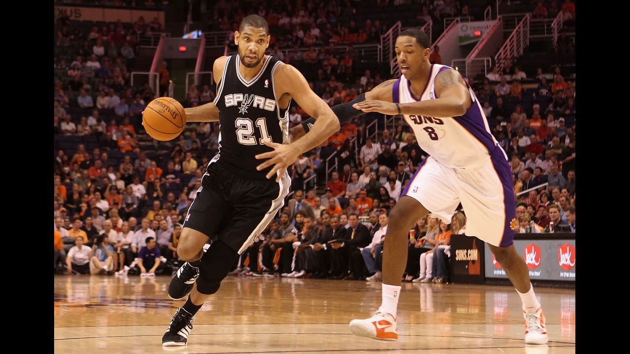 Duncan, seen here in a game against the Suns last season, cares only about basketball, according to bloggers and analysts who cover the league. All the press and media attention is secondary to the objective of winning games. 