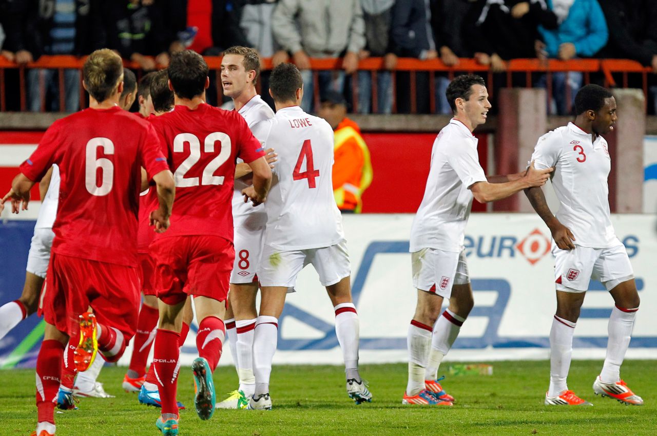 The Serbian Football Association was hit with an $84,000 fine after a brawl between their under-21 team and England's in the city of Krusevac in October 2012. England player Danny Rose (far right) said he had been subjected to monkey chants throughout the game. The Serbian FA insisted their fine was for the altercation.